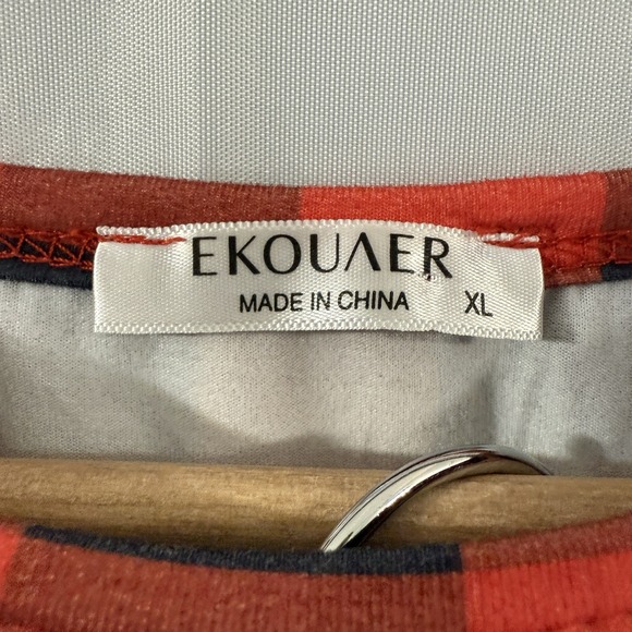 Ekouaer Pajama Set Women XL Gray Stretch Oversize Christmas Red Black Pjs - Picture 2 of 7